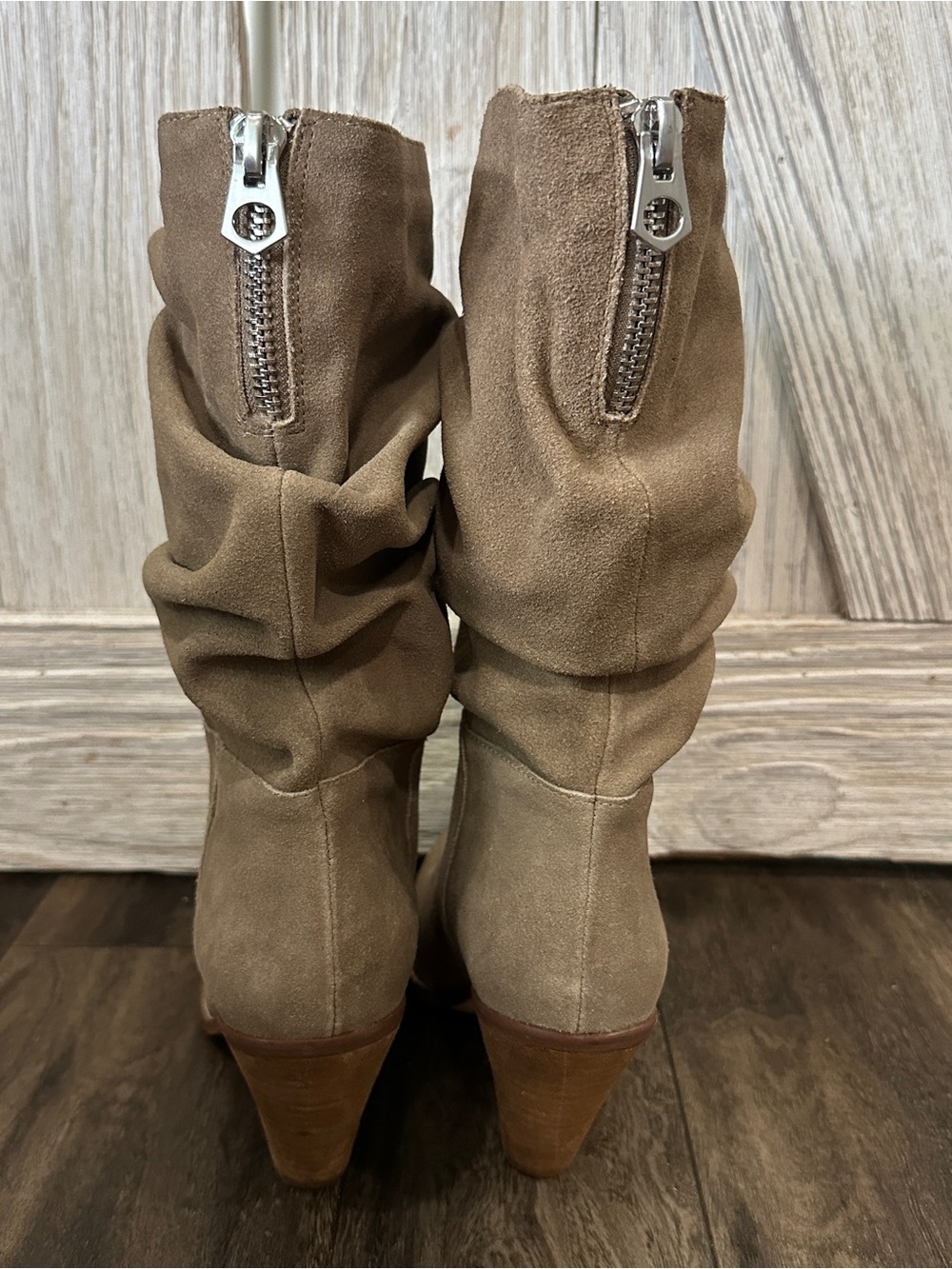 Chinese Laundry Stella Mink Suede Leather Slouchy Mid-Calf Boots - Picture 6 of 12